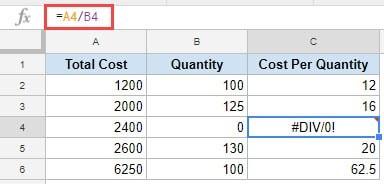 Hướng dẫn cách sử dụng hàm IFERROR trong Google Sheets